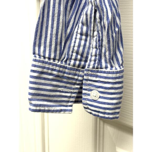 Rails Beaded Button Up Blouse Blue White Stripes Holiday Glam Women’s Size L - Picture 6 of 10